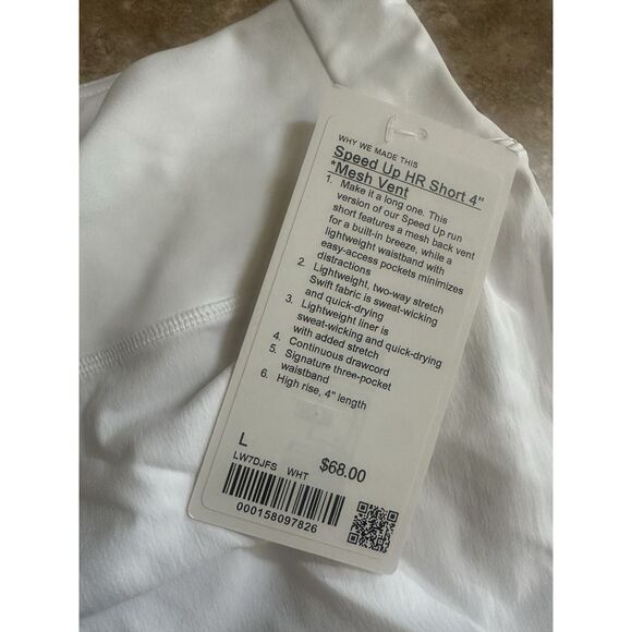 NWT Lululemon L Speed Up HR Shorts 4” Mesh Vent White - Picture 2 of 4